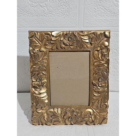 Vintage Ornate Gold Picture Frane Floral Scroll Motif Ralph Lauren Christmas - Picture 4 of 8